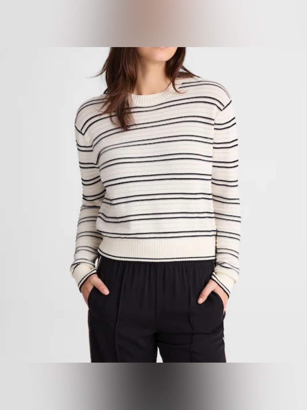 Madewell. The Striped Textured-Stitch Crewneck Sweater in 100% Cotton.XXS.NWT.